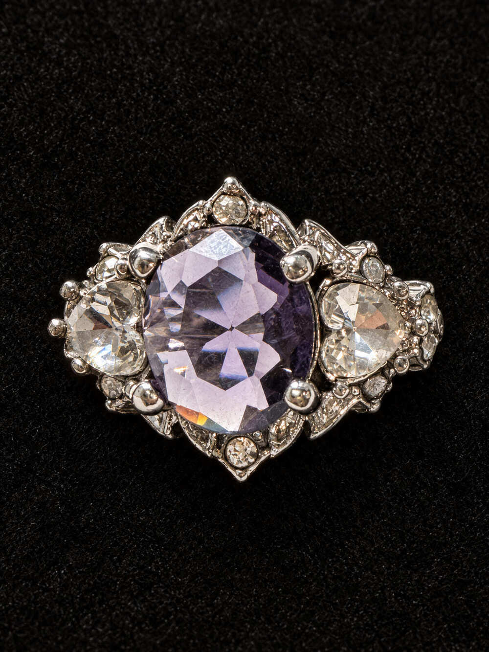 ⚜️ Victorian-Style Ring | Lavender Crystal & Rhinestones | Size 7 💗
